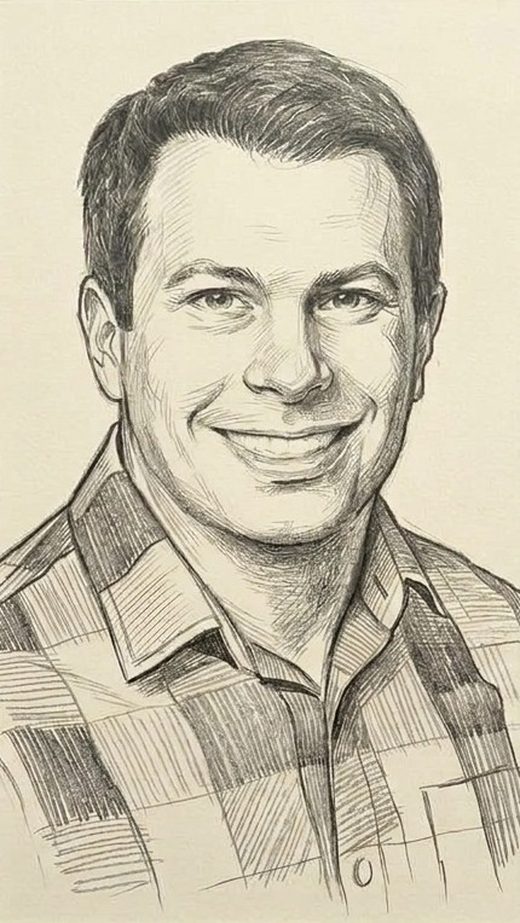 Pencil portrait of Derek Slater